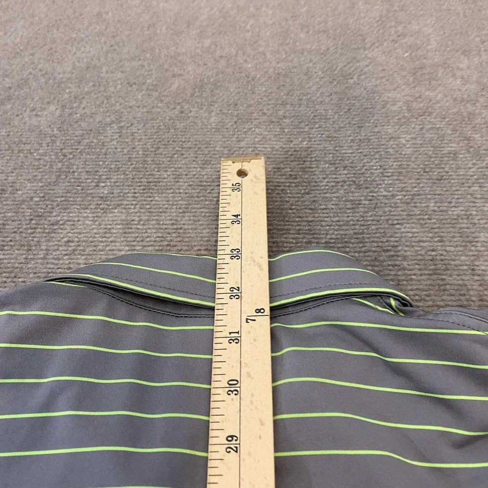 Dunning Golf Polo Shirt Mens Medium Gray Green Stripe Dallas National Golf Club - Picture 9 of 10